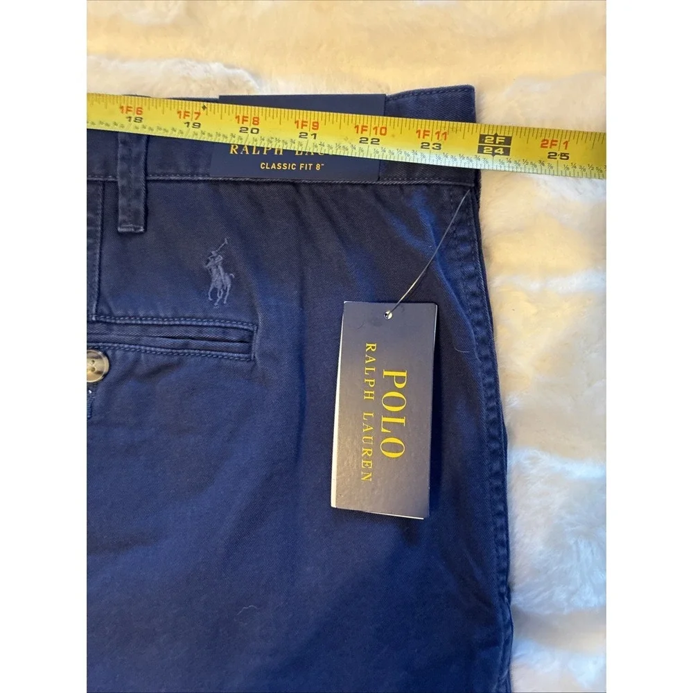 Polo Ralph Lauren Shorts Mens 46B Navy Classic Fit Chino Dress Flat Front Cotton